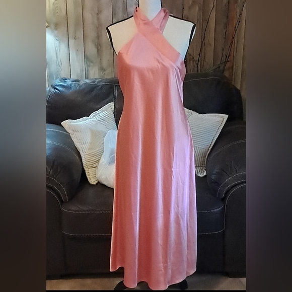 Ralph Lauren Satin Charmeuse Cocktail Dress Poolside Rose Size 12 - Picture 2 of 10